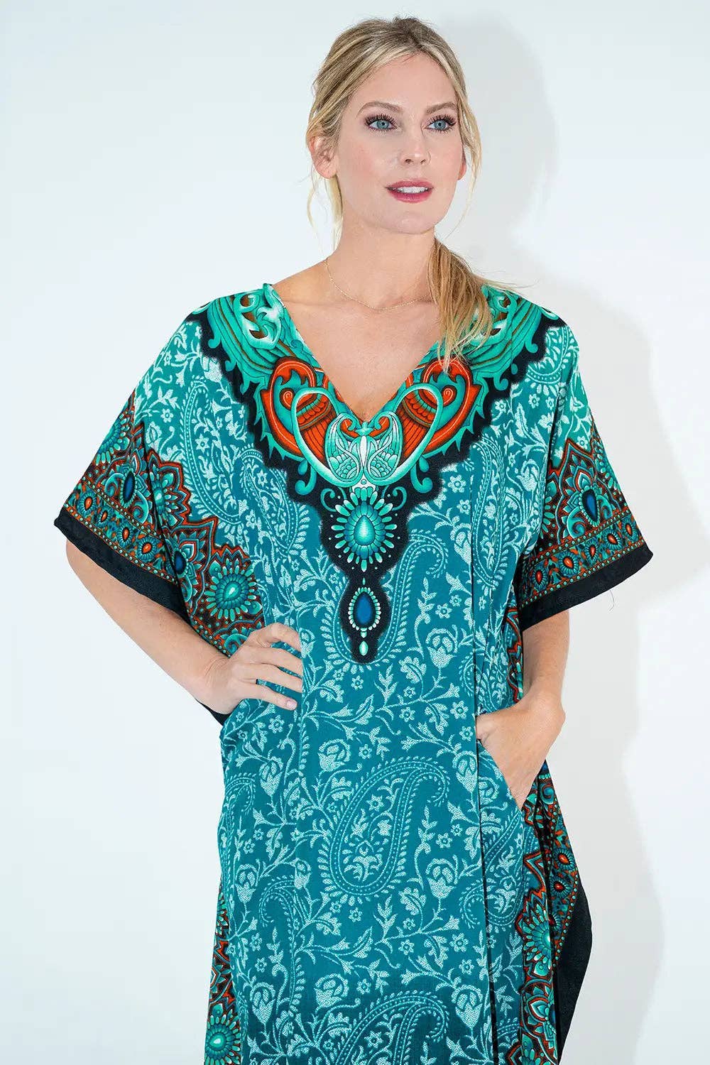 Women Long Kaftan Summer Caftan Dress, 4 Colors S-3XL, 101