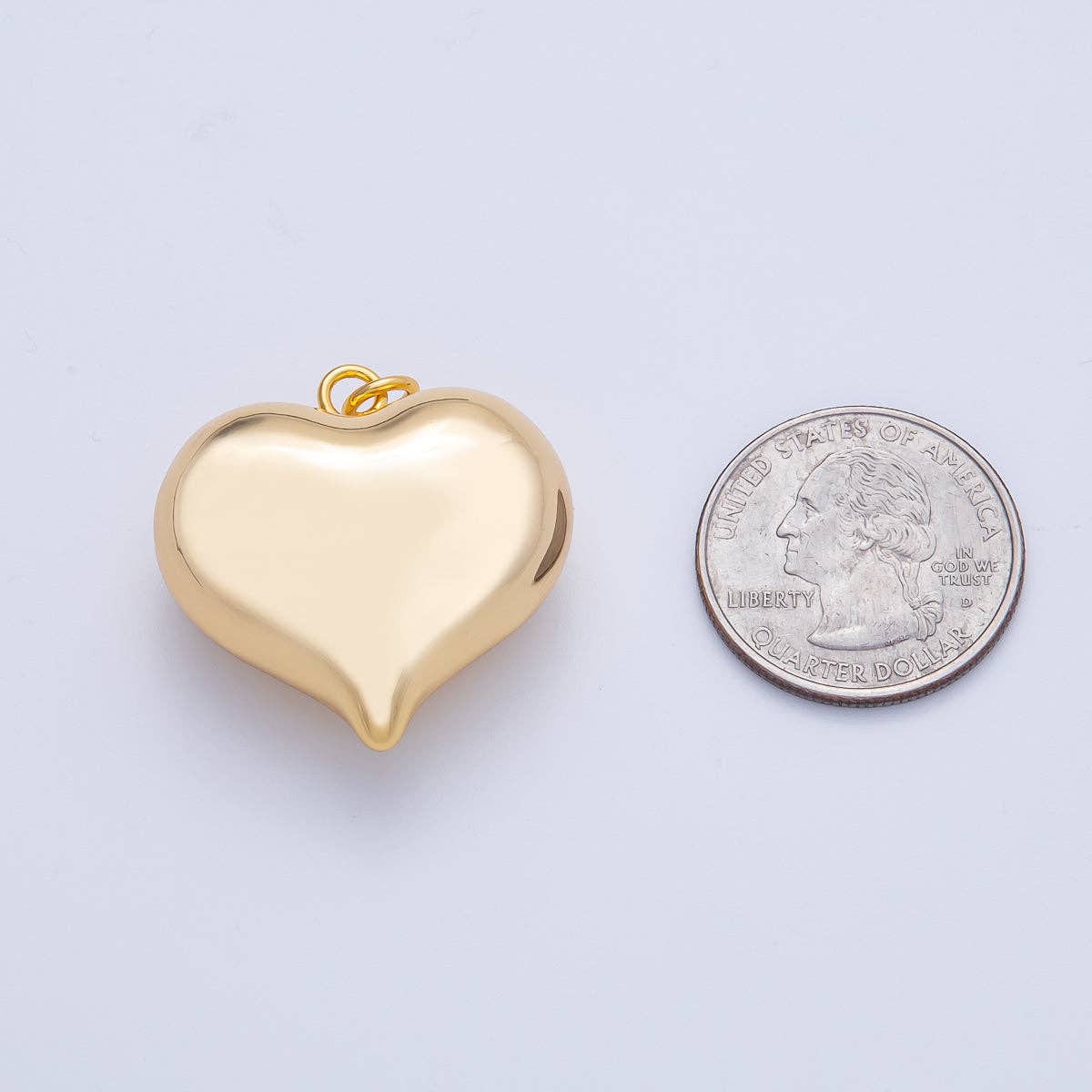 18K Gold Filled 30mm Minimalist Chubby Heart 3D Multidimensional Charm | AK123