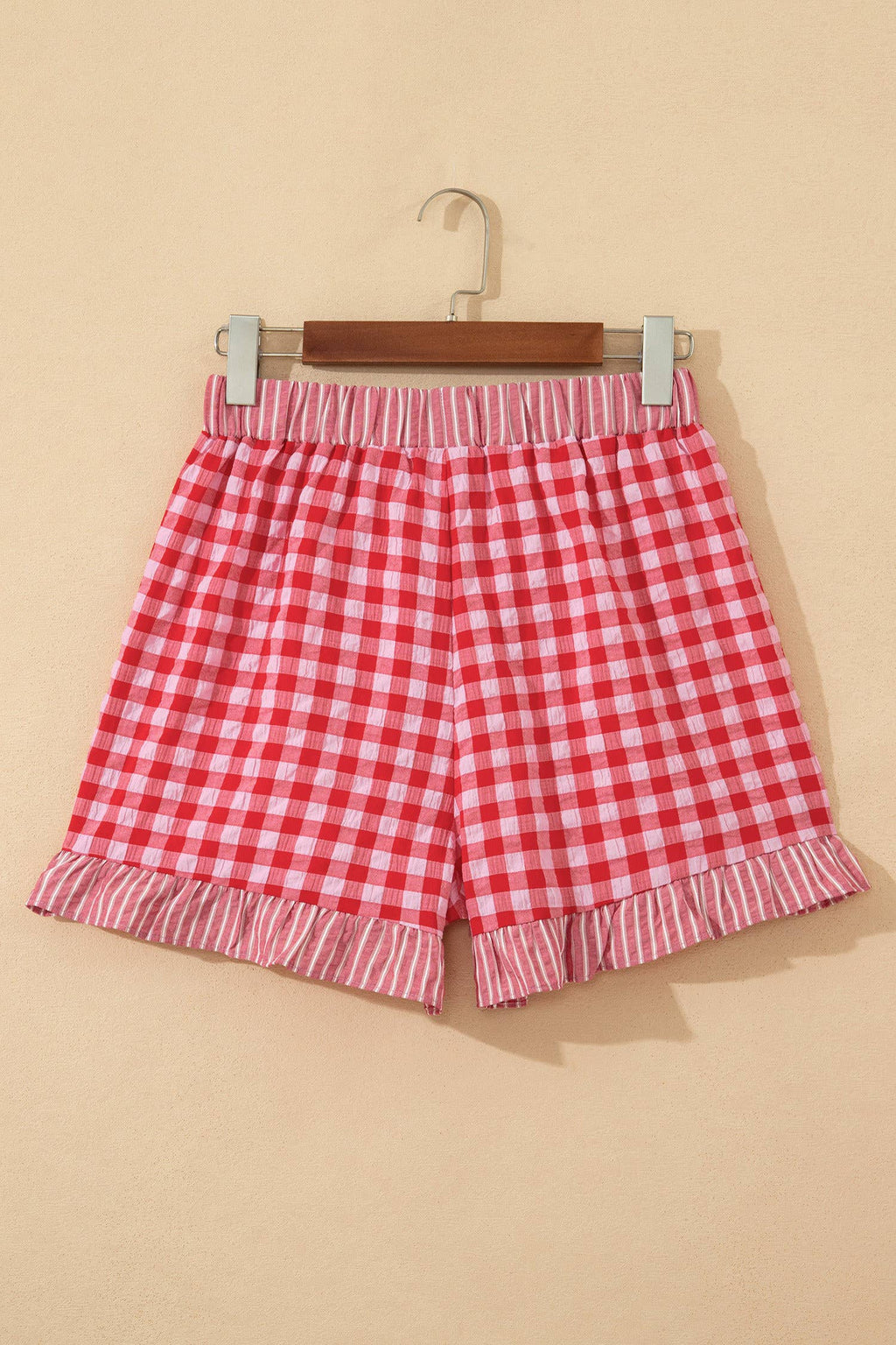 66 Plaid Checkered Gingham Print Ruffled Shorts (S-XL)
