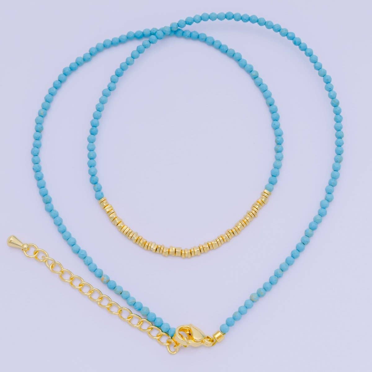 24K Gold Filled Colorful Gemstone Bead Necklace 16.92 Inch with Extender | WA-3626 - WA-3648