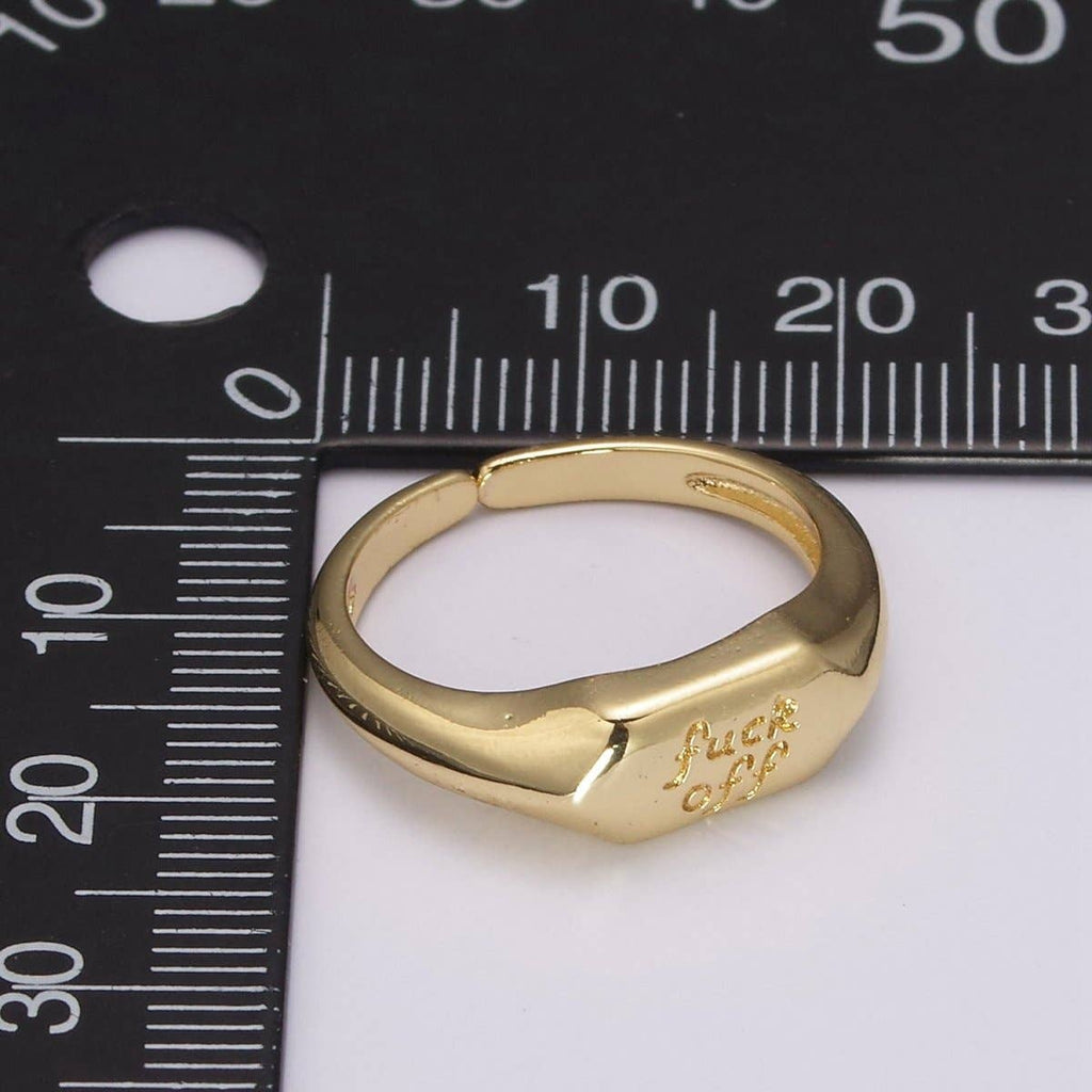 Dainty Gold Fuck Off  Signet Ring Fuckoff rings Open Adjustable signet ring gold rings for women U-133
