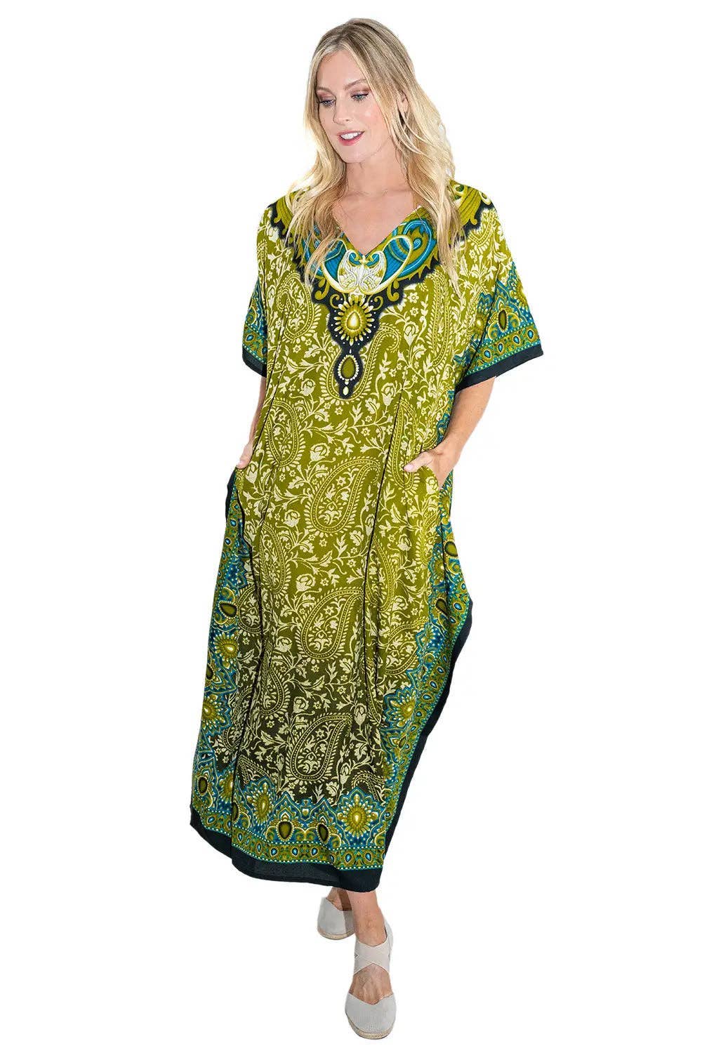 Women Long Kaftan Summer Caftan Dress, 4 Colors S-3XL, 101