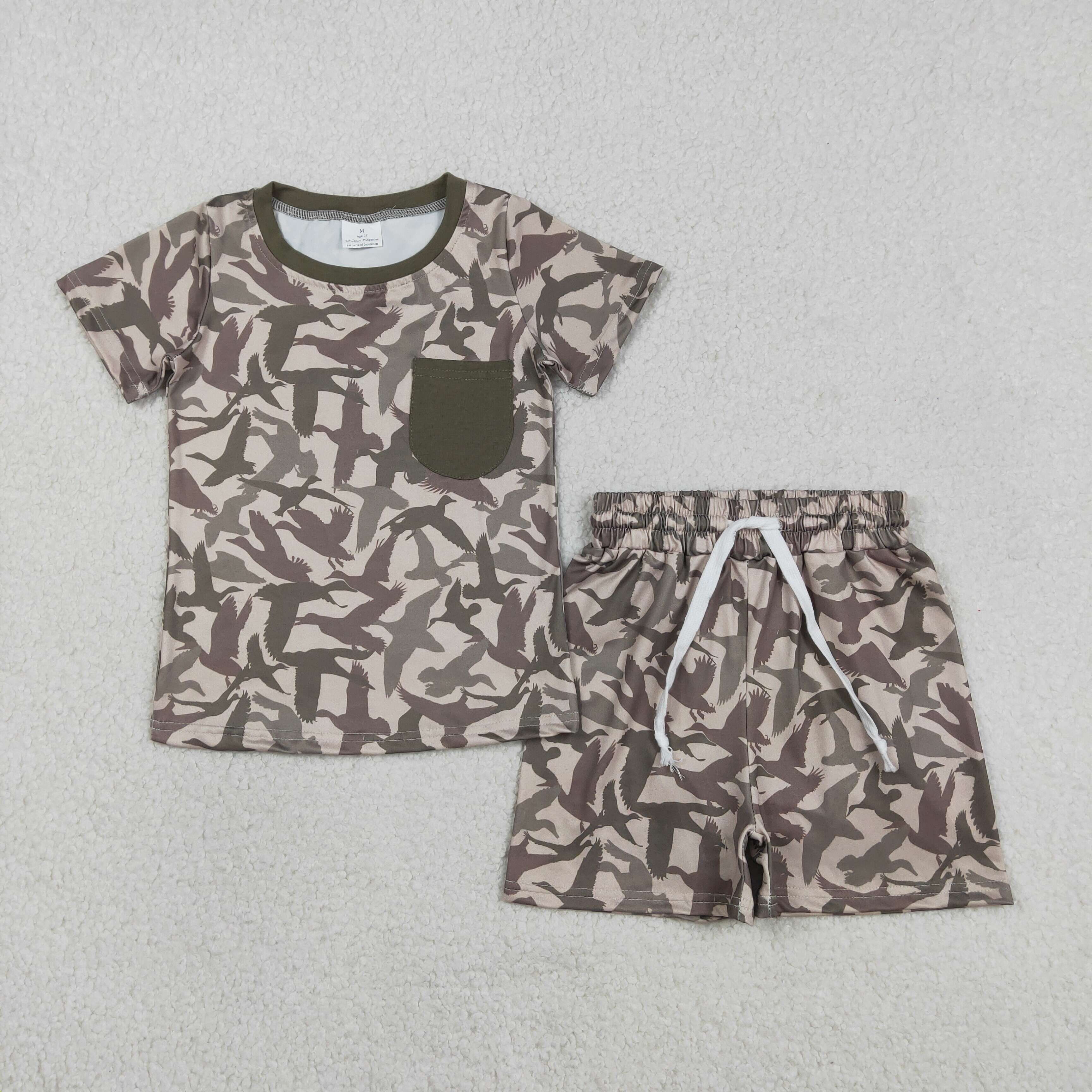 Baby Boys Mallard Ducks Shirt Elastic Shorts Summer Sets