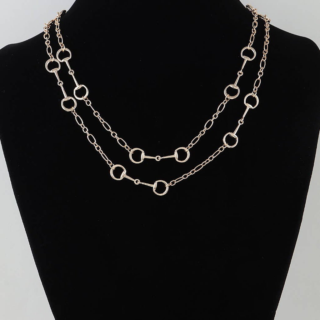 Double Horseshoe Chain Drop Necklace