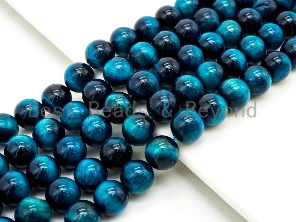 Quality Natural Enhanced Color Blue Tiger Eye Round Beads, 4mm/6mm/8mm/10mm/12mm/14mm, Blue Tiger Eye Gemstone, 15.5'' strand, SKU#U217