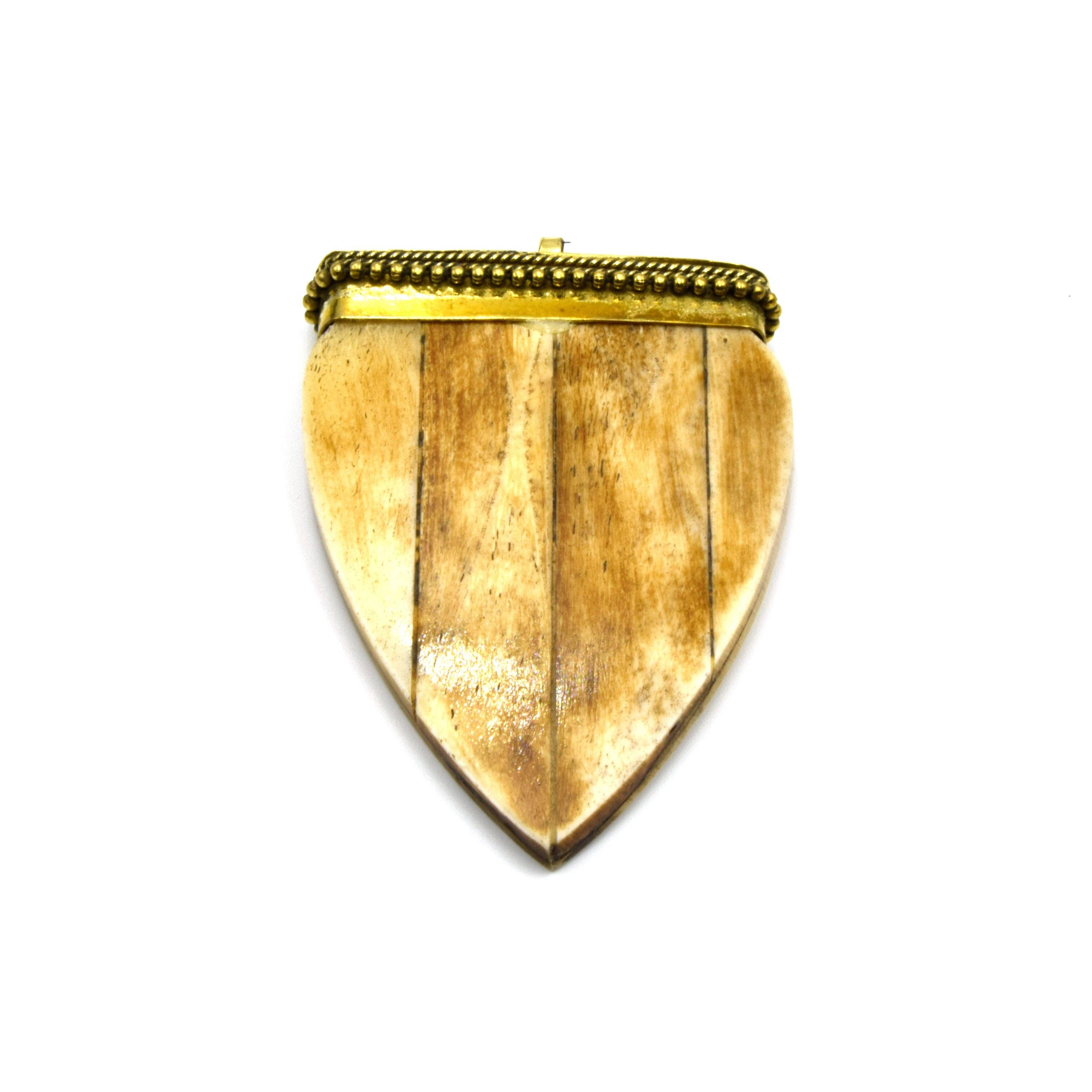 Rounded Arrow Tusk Pendant – Natural Ox Bone (White & Brown)