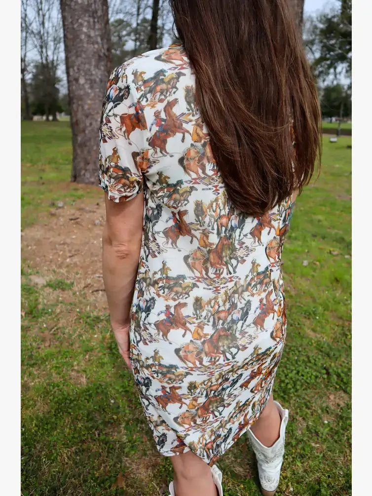 MK380 Buckaroo Short Sleeve Mesh Sheath Dress