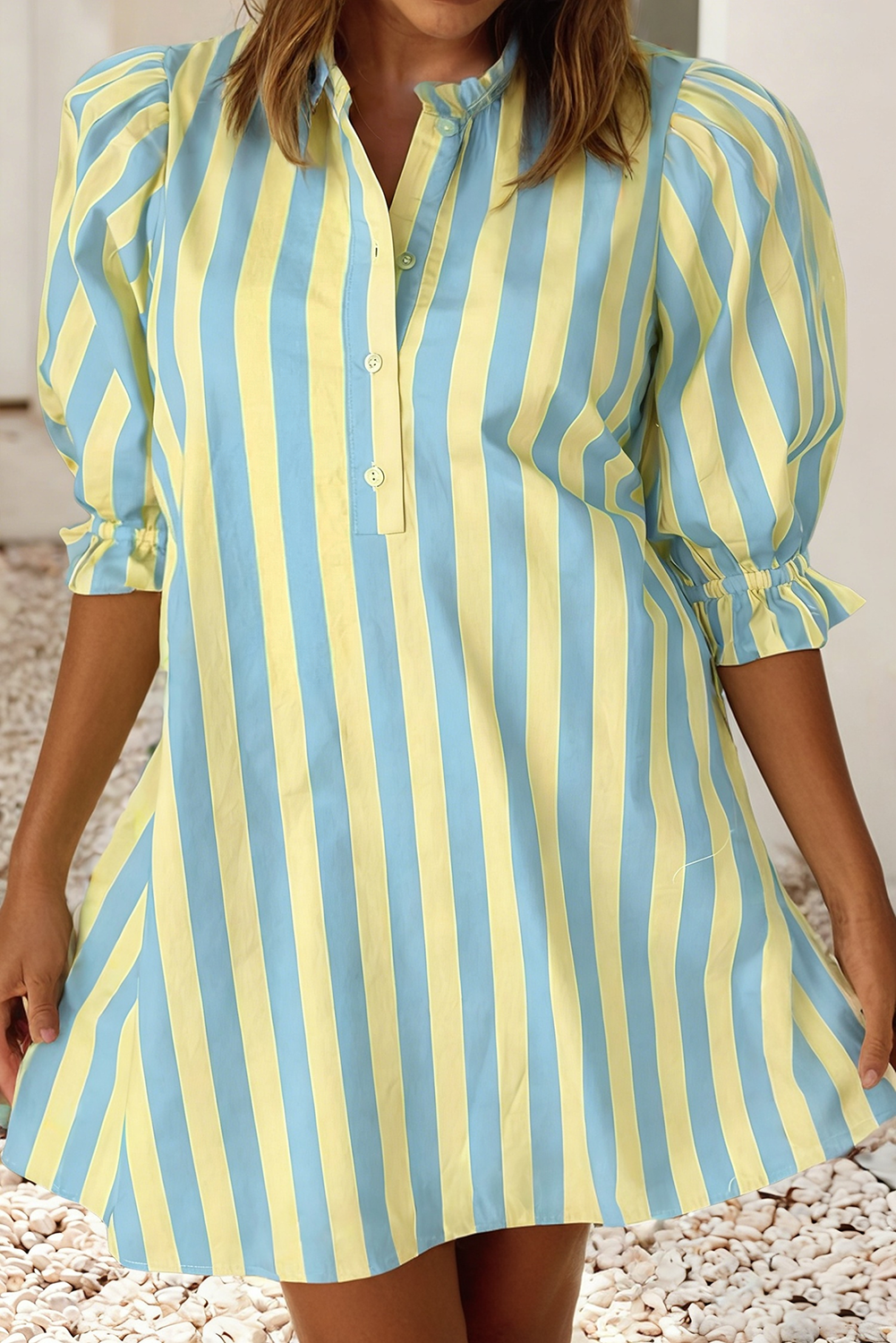 LDC Striped Short Sleeve Pocket Short Dress | S-4X