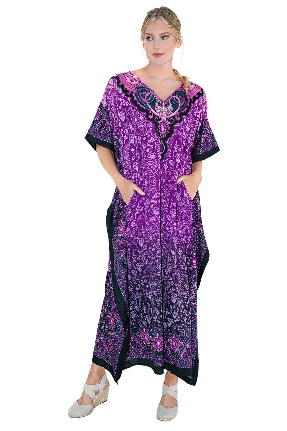 Women Long Kaftan Summer Caftan Dress, 4 Colors S-3XL, 101