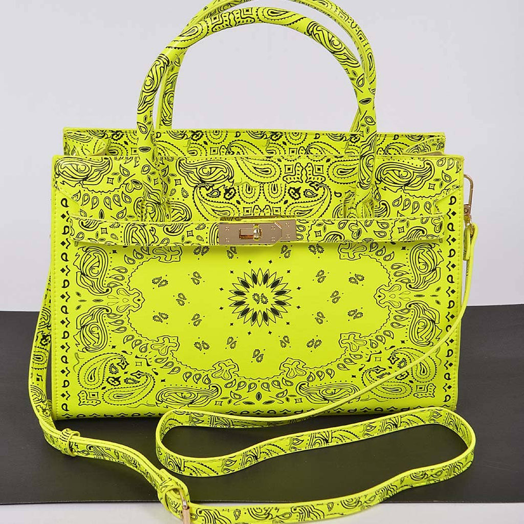 Neon Bandana Print Handles Tote Bag