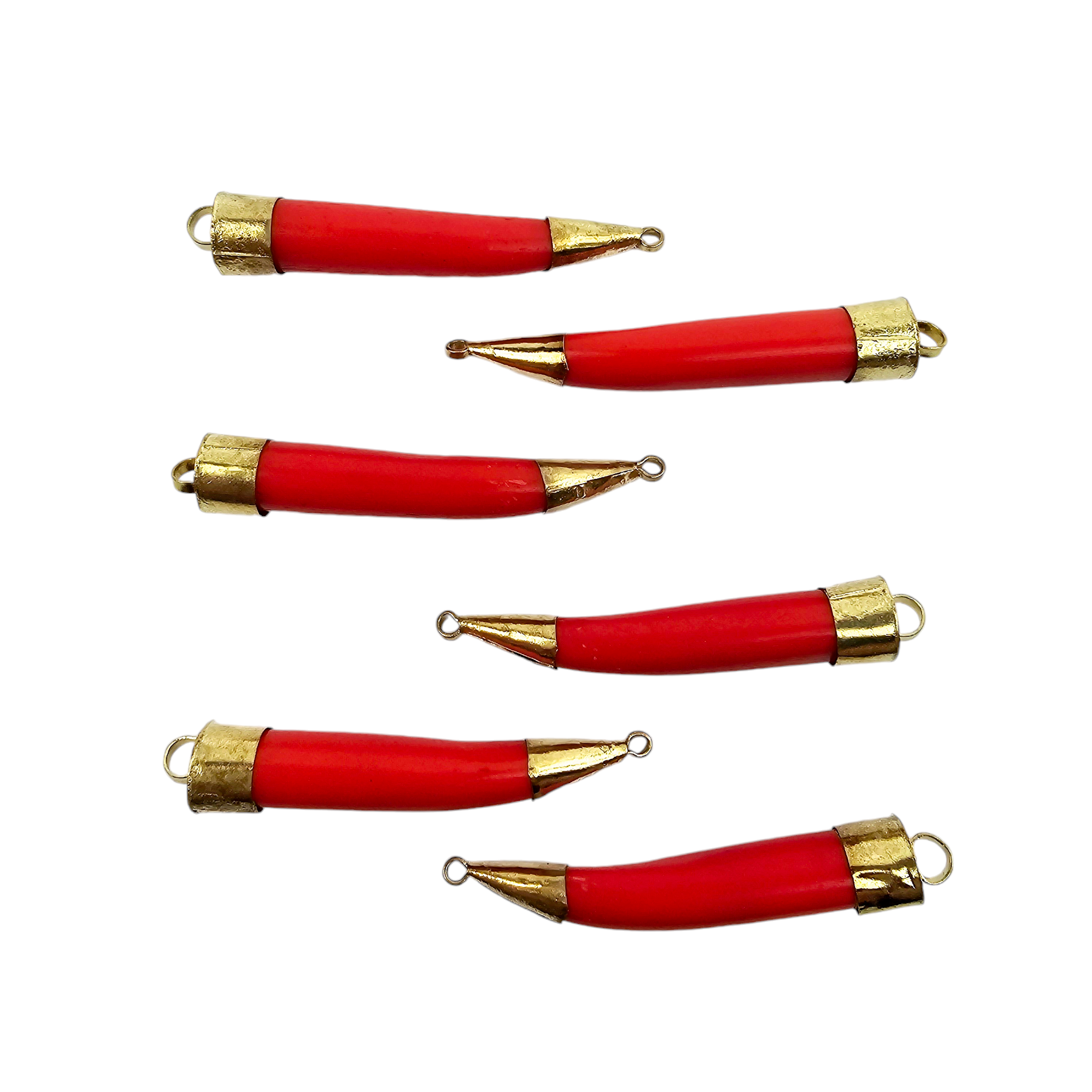 Sideways Tibetan Horn and Brass Pendant You Choose Color