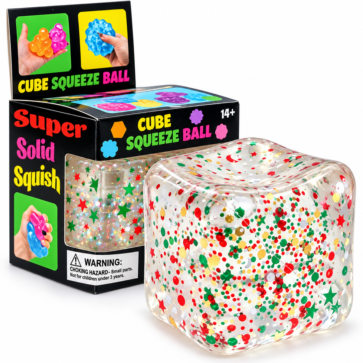 2" CHRISTMAS GLITTER CUBE SQUISHY