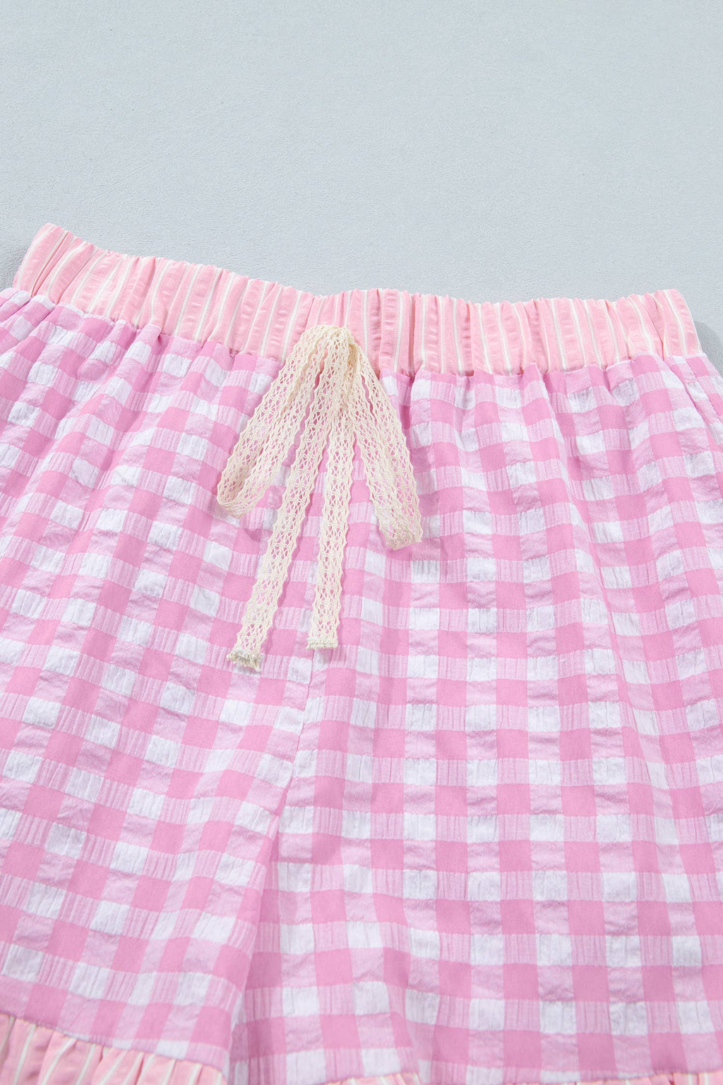 66 Plaid Checkered Gingham Print Ruffled Shorts (S-XL)
