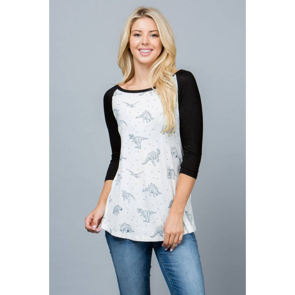 Dino Print Raglan Shirt