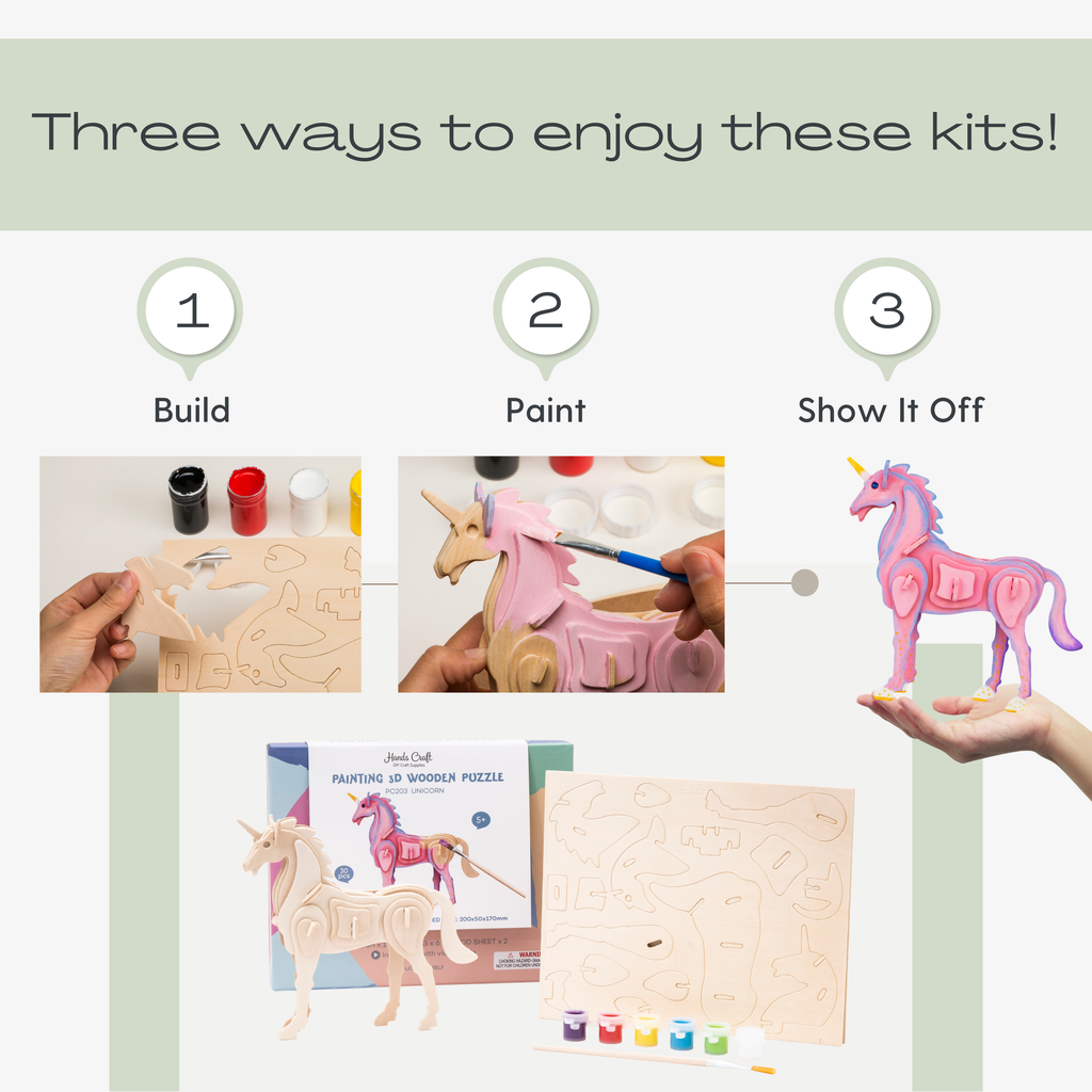 3D Wooden Puzzles (with paint) Kits