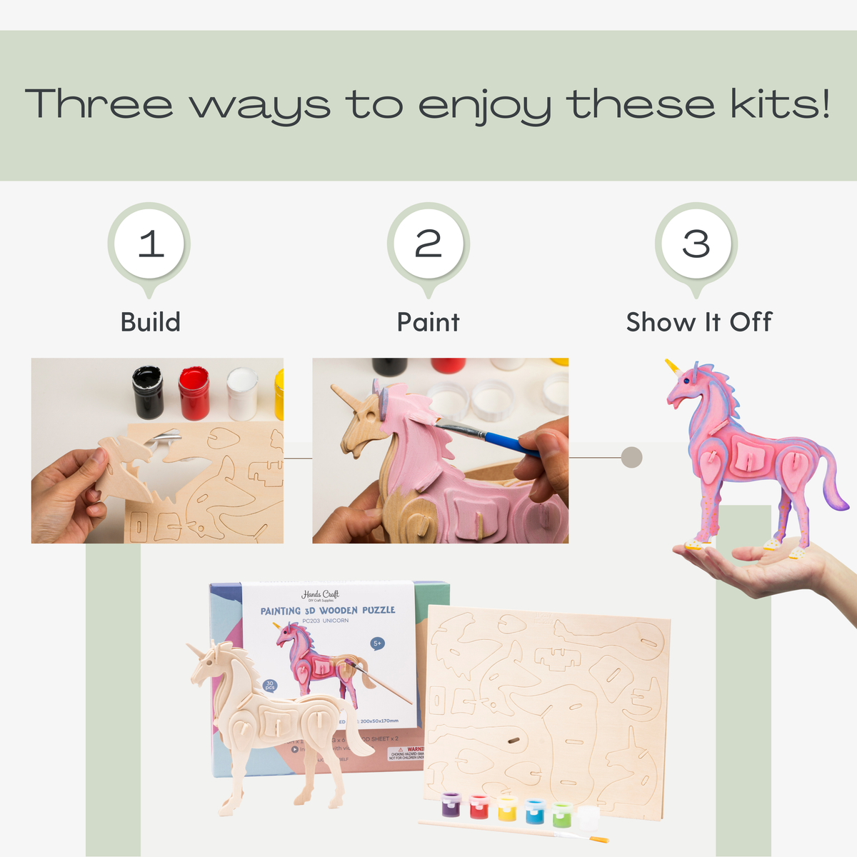 3D Wooden Puzzles (with paint) Kits