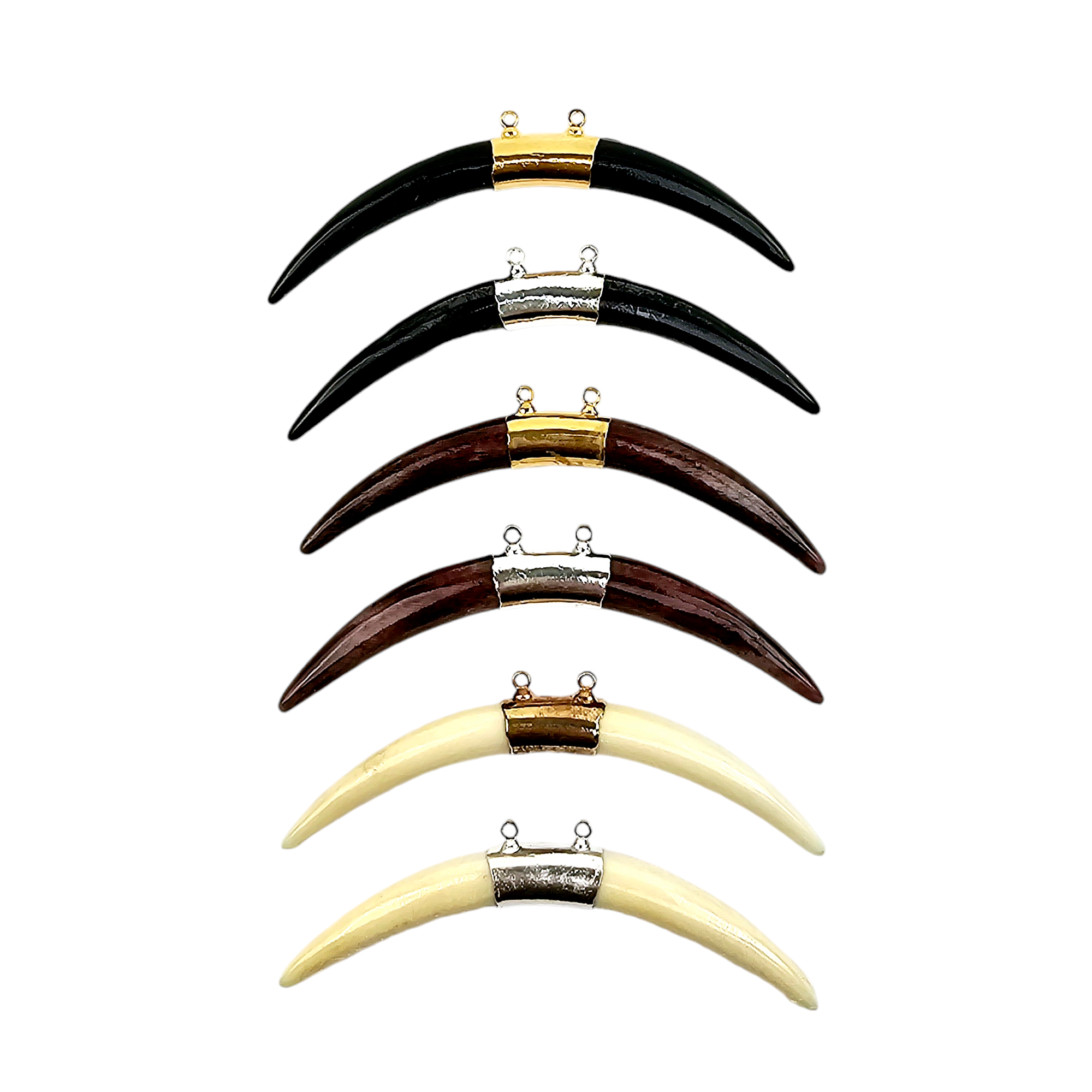 Horn Pendant Bone 3 inch Double You Choose Color and Finish