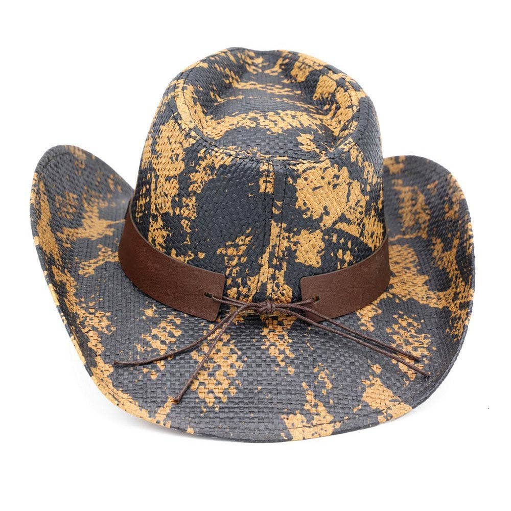 Steer Head Accent Snake Print Western Cowboy Hat