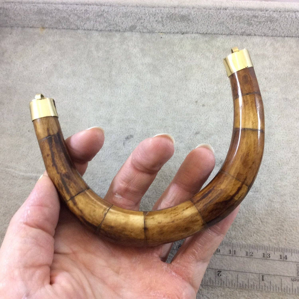 Crescent Majesty:5" Double-Ended Ox Bone Pendant-130mmx85mm.
