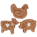 Wooden Gingerbread Farm Animal Sitter - 3 Assorted