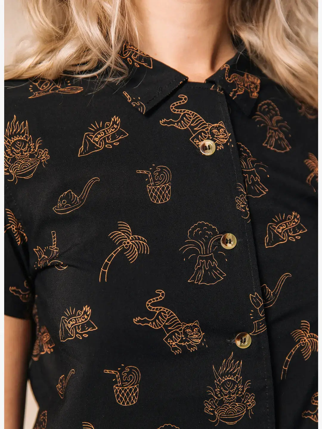 Spicy Noods Casual Button Down Shirt WOMENS