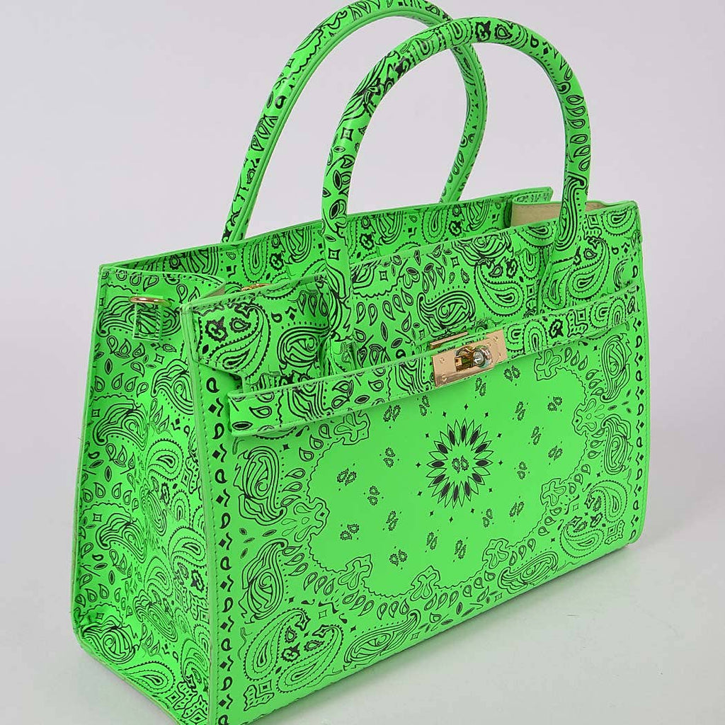 Neon Bandana Print Handles Tote Bag