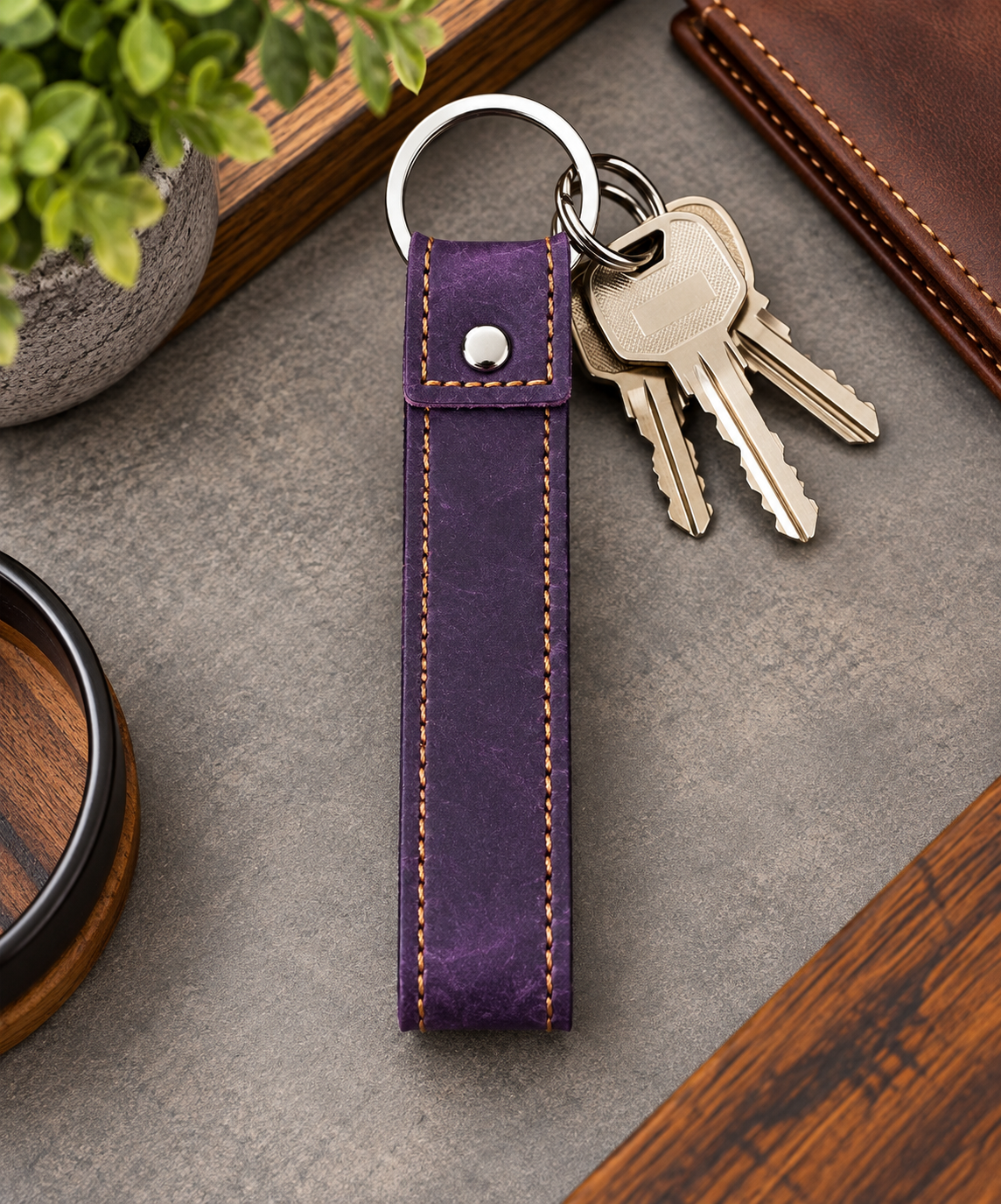 Genuine Leather Keychain, Keychain RIng, Handmade Key Tag