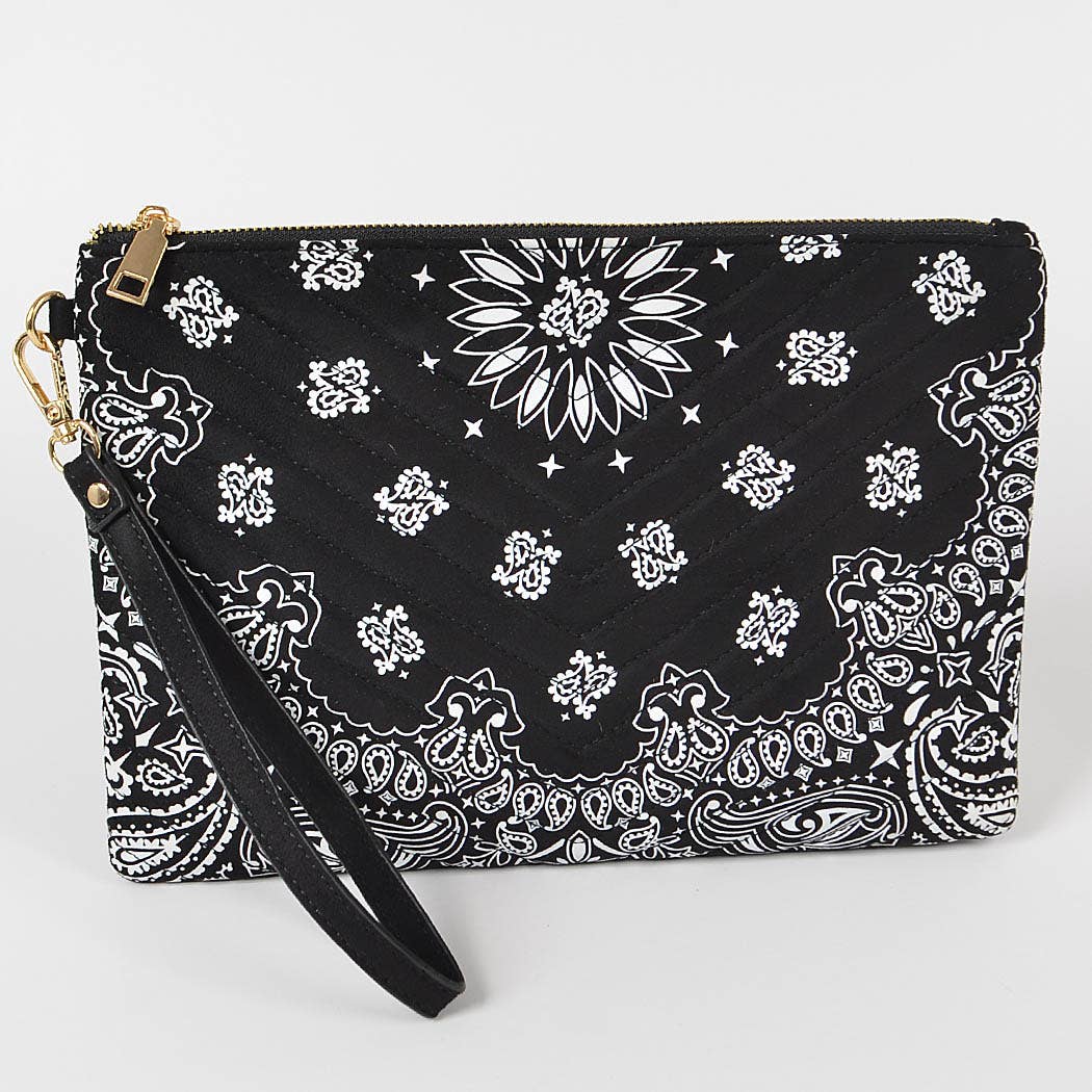 Quilted Bandana Print Pouch