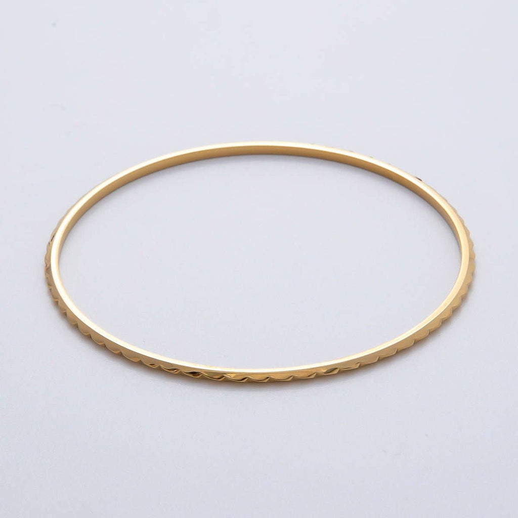 18K Gold Filled 2mm Thin Edged Geometric Bangle Bracelet | WA-1462