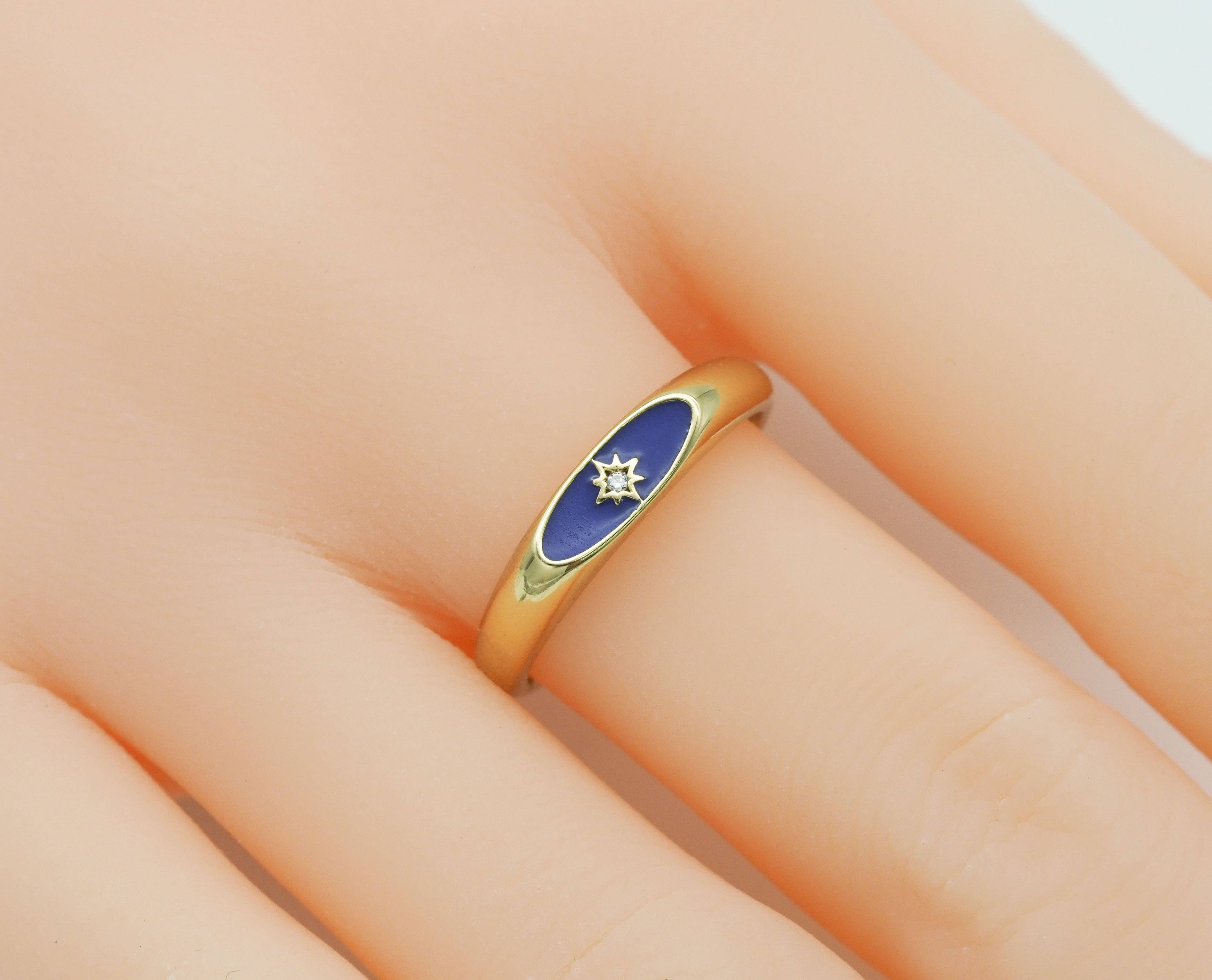 Enamel Star Band Stackable Ring