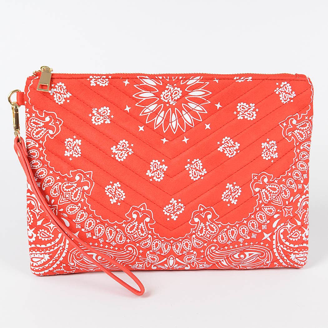 Quilted Bandana Print Pouch