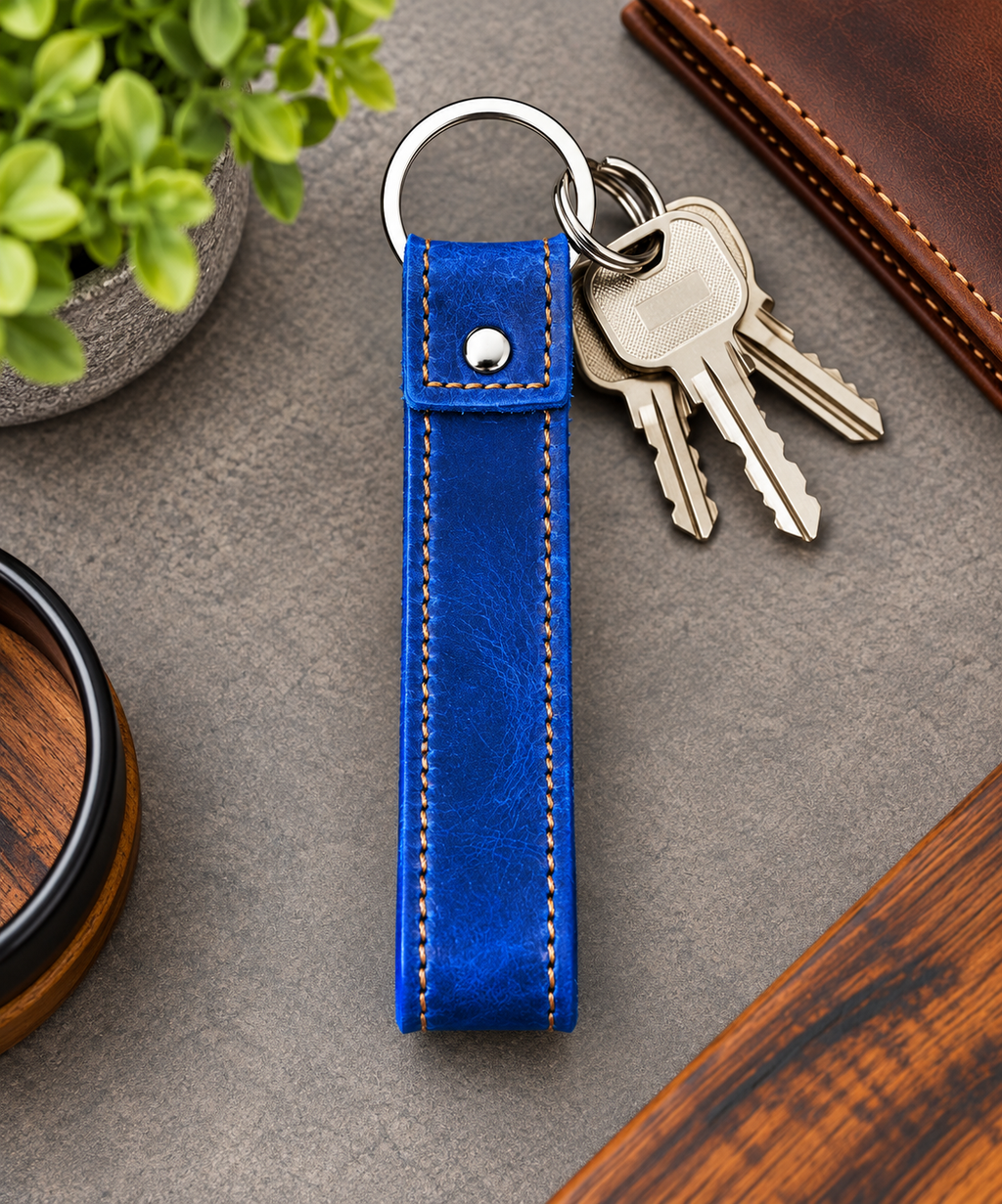 Genuine Leather Keychain, Keychain RIng, Handmade Key Tag