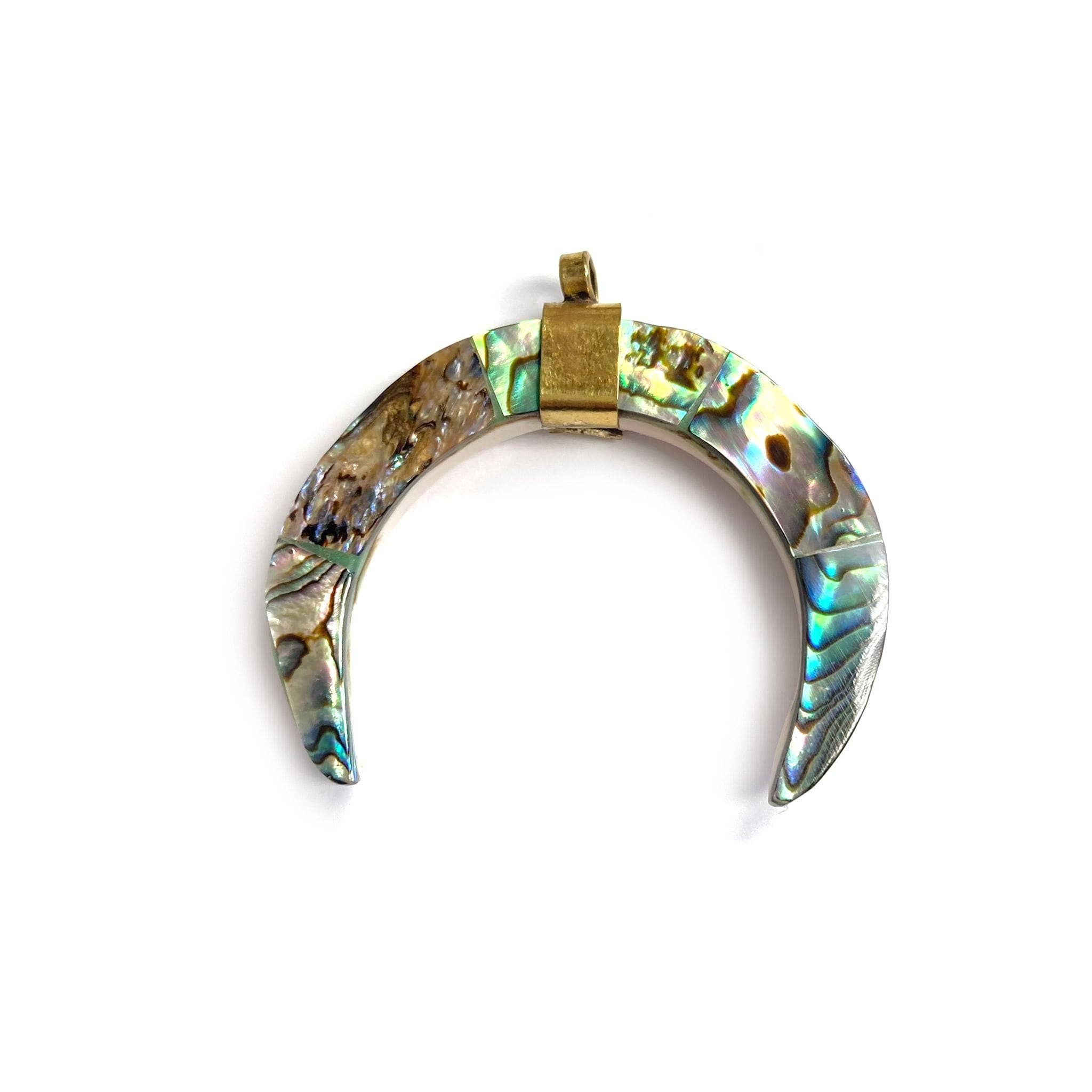 Abalone Crescent Pendant - Shell Focal for Jewelry making