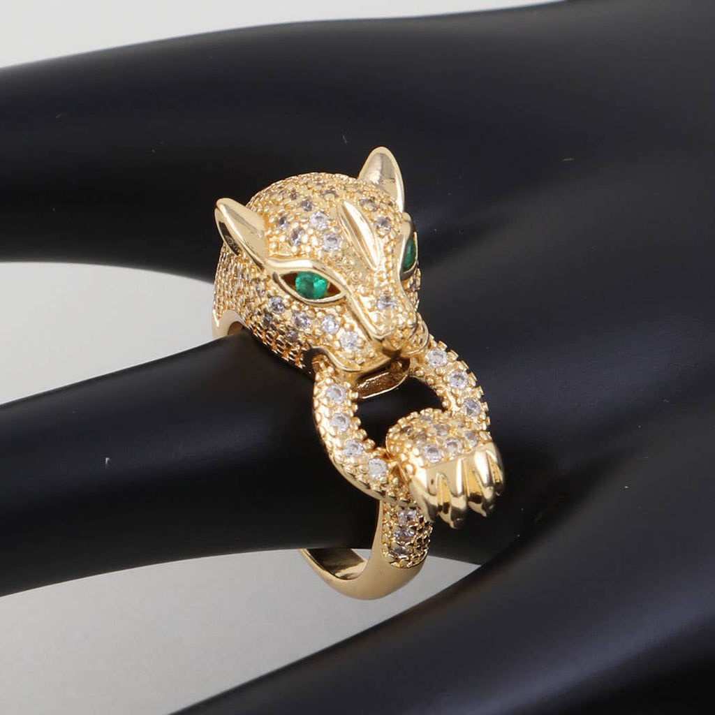 Playful Jaguar Wrap Ring