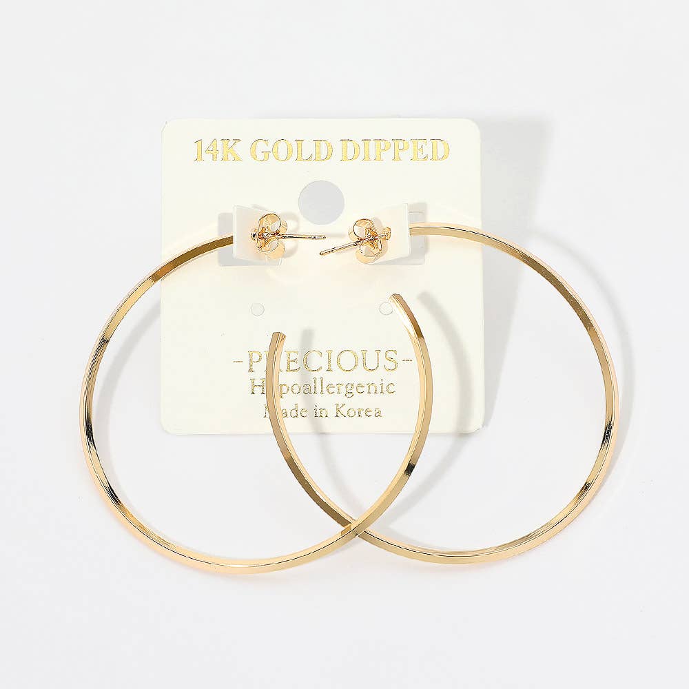 14K Gold Dipped Classic Sleek Hoop Earrings
