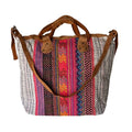 Pink Stripes Leather Handle Tote