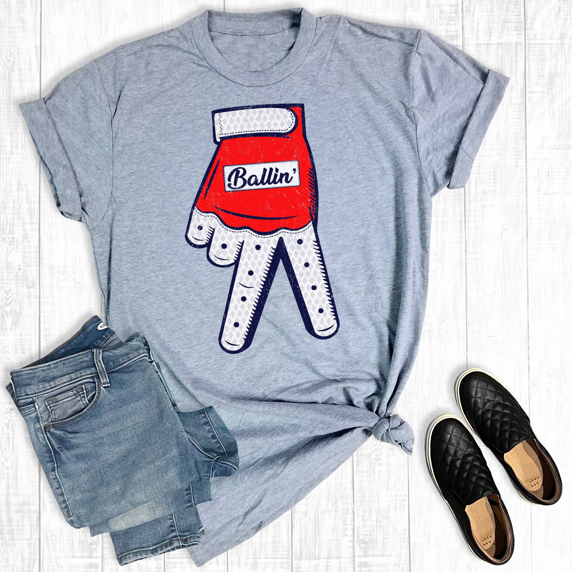 Baseball Ballin' Batting Glove Graphic Tee