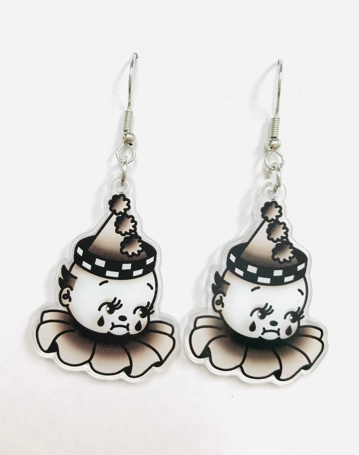 Acrylic Happy Clown Sad Clown Earrings