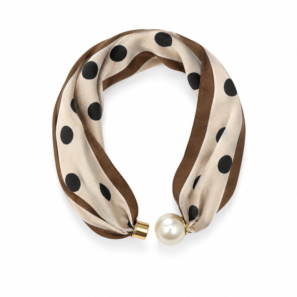 Ellison+Young Satin Twilly Scarf Necklace with Jeweled Magnetic Clasp