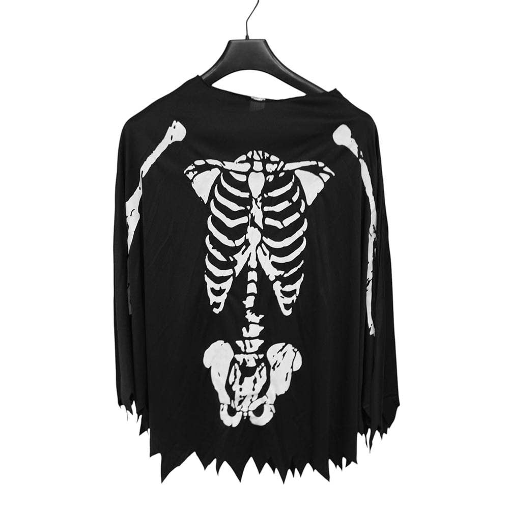 Halloween Skeleton Print Fringe Costume Cape Poncho