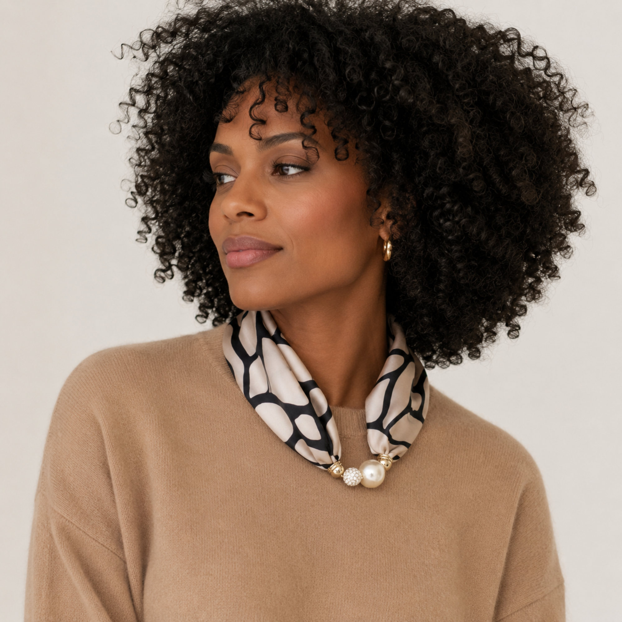 Ellison+Young Satin Twilly Scarf Necklace with Jeweled Magnetic Clasp