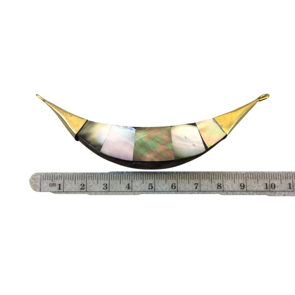 Abalone Banana Crescent Focal Pendant for Bohemian Jewelry