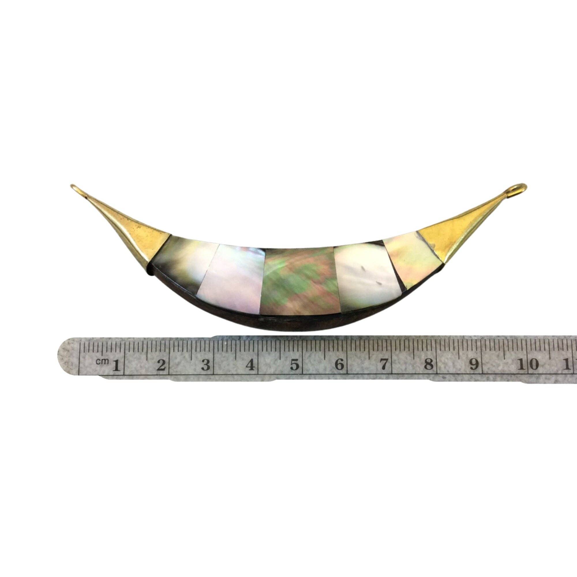 Abalone Banana Crescent Focal Pendant for Bohemian Jewelry