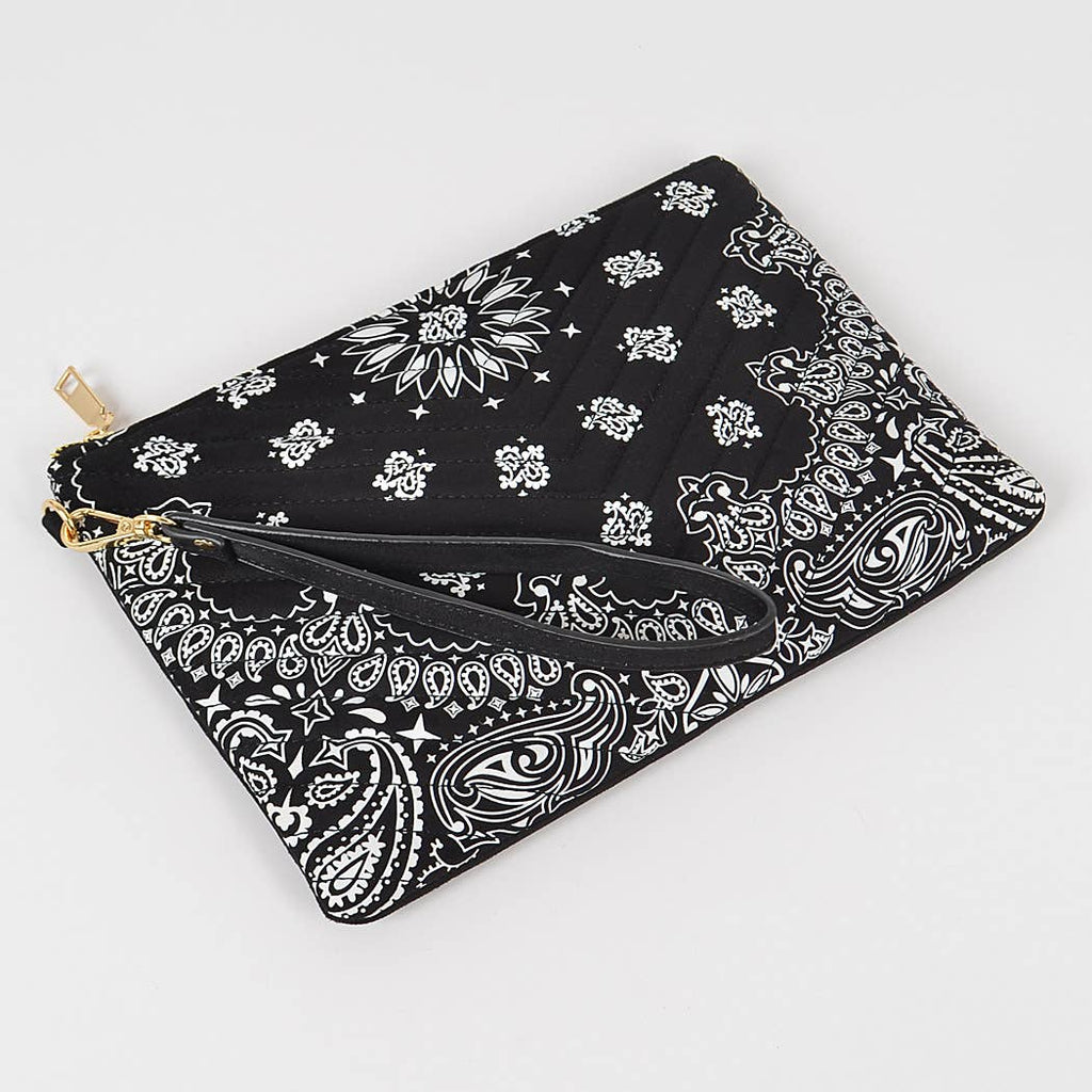 Quilted Bandana Print Pouch