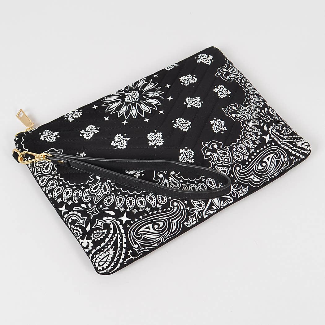 Quilted Bandana Print Pouch