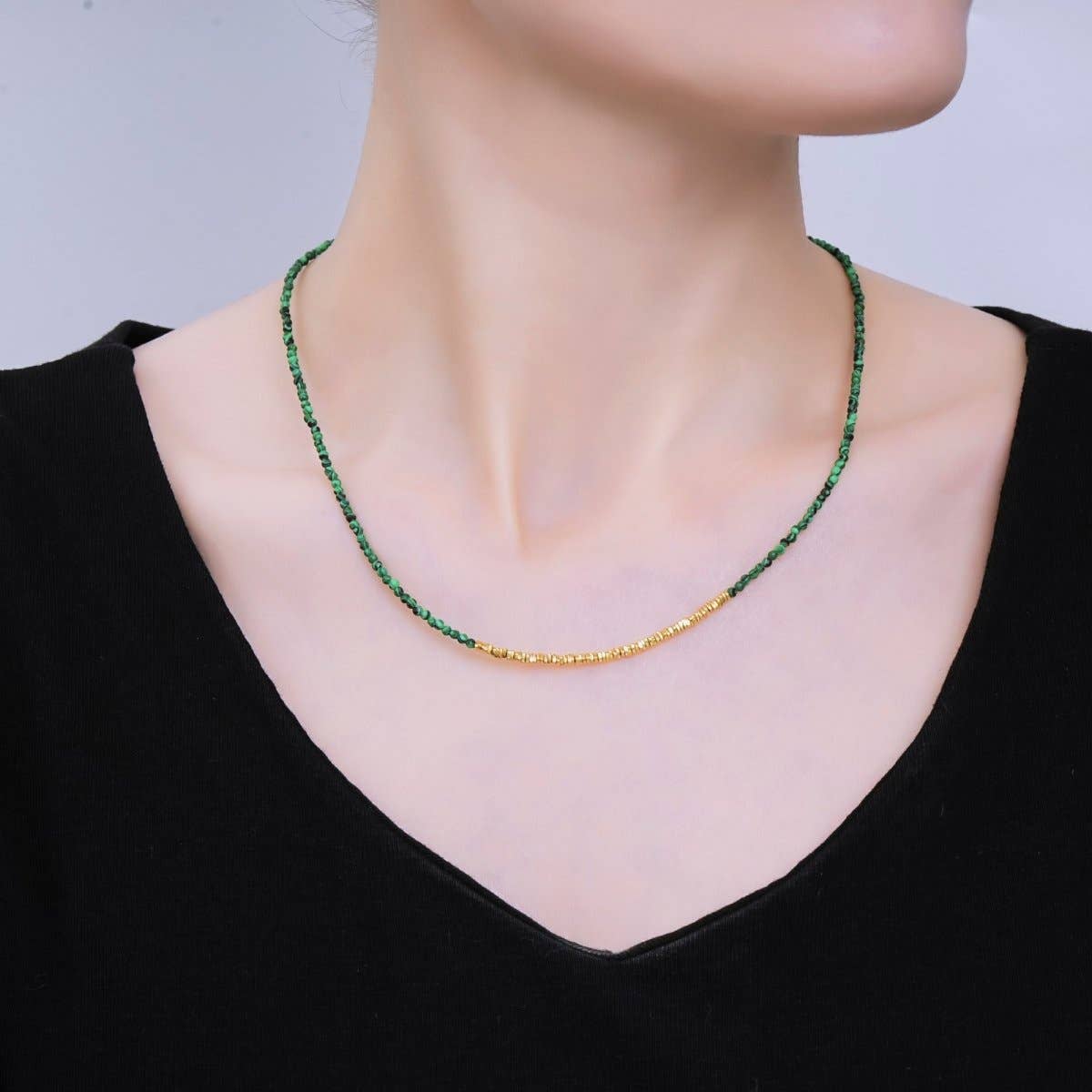 24K Gold Filled Colorful Gemstone Bead Necklace 16.92 Inch with Extender | WA-3626 - WA-3648
