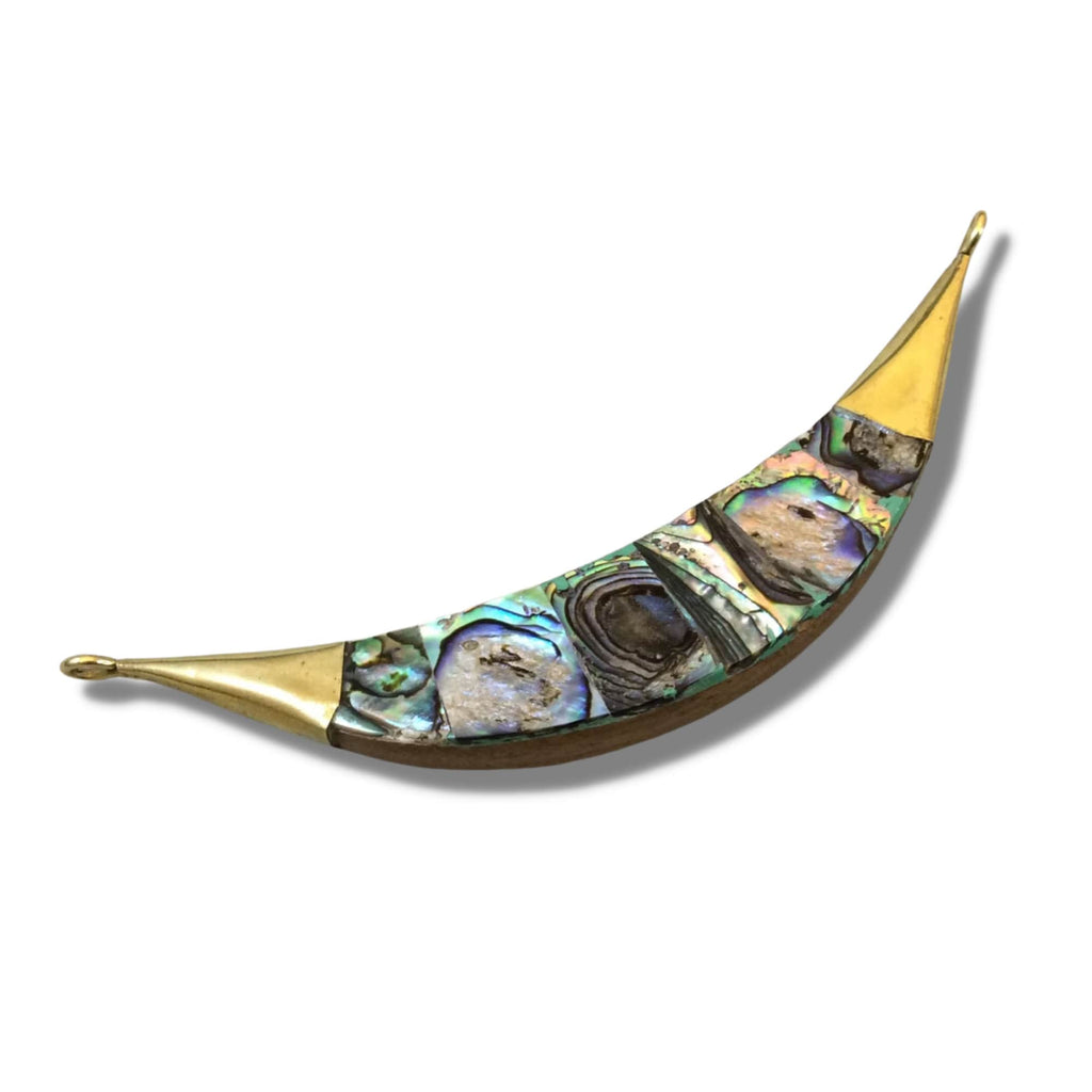 Abalone Banana Crescent Focal Pendant for Bohemian Jewelry