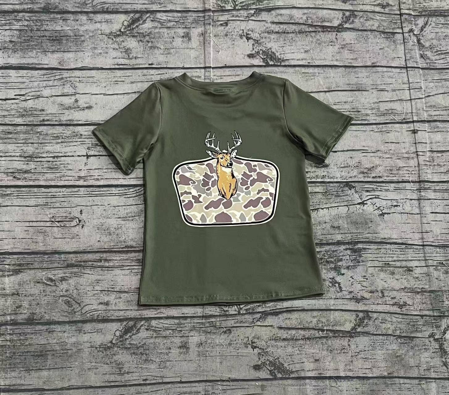 Baby Boys Green Deer Camo Short Sleeve Tee Shirts Tops