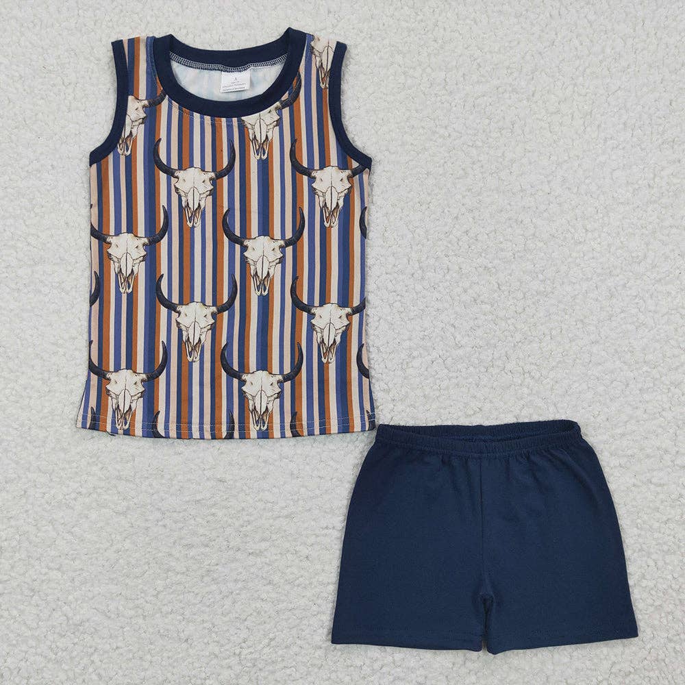 Baby Boys Western Cow Skull Shorts Sets