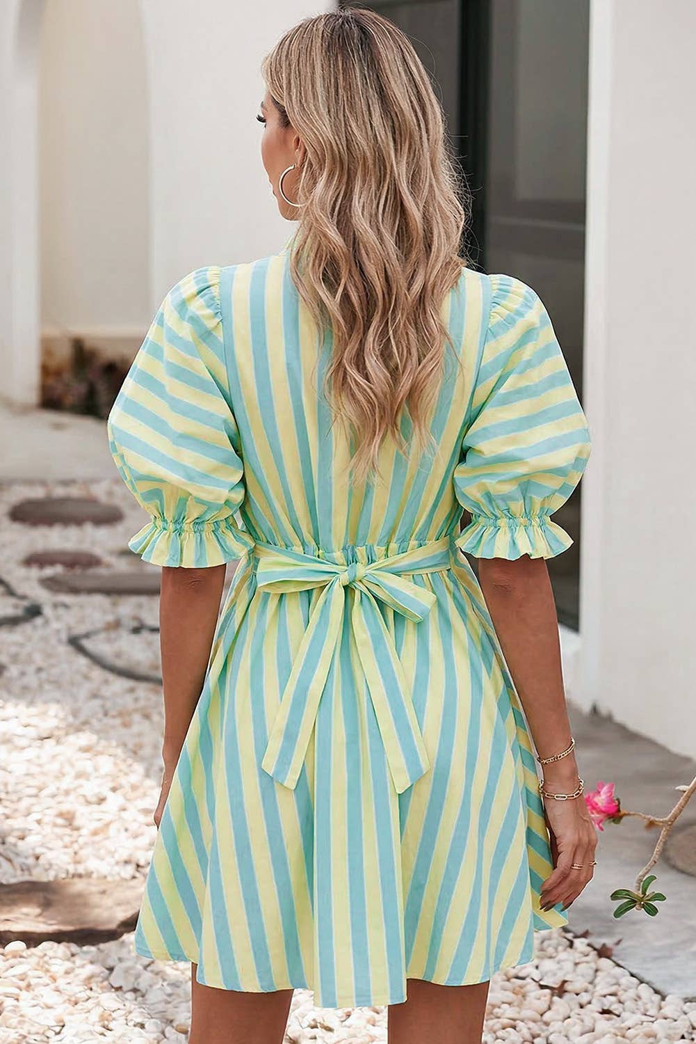 LDC Striped Short Sleeve Pocket Short Dress | S-4X
